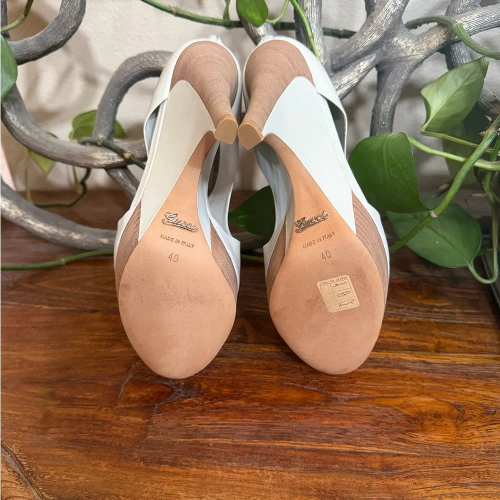 Brand New Gucci Clemence Cutout Leather Platform Wedge. - Picture 7 of 11